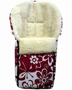 Спальный мешок в коляску №06 из серии Aurora, дизайн – цветы бело-красные (Womar, 00-0013360 _13 цветки)